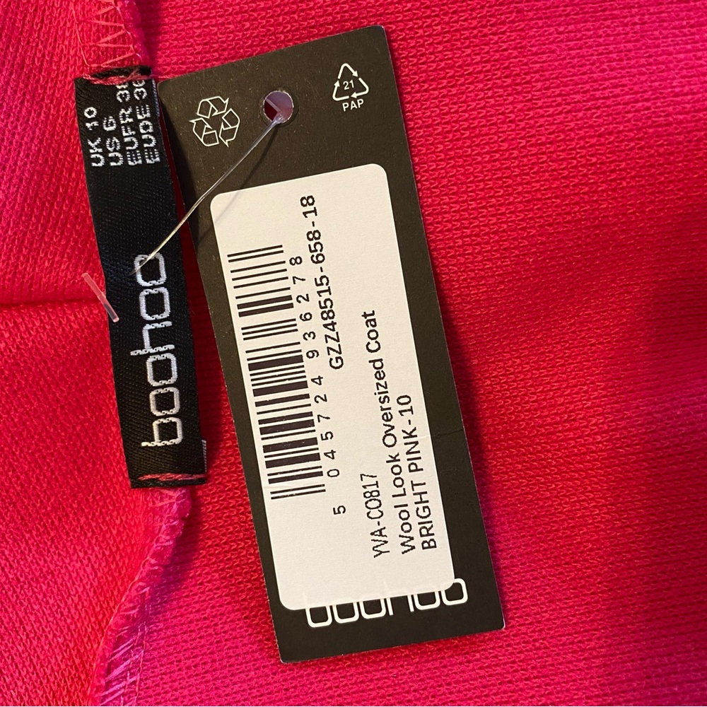Boohoo Hot Pink Long Trench Coat - Picture 3 of 9
